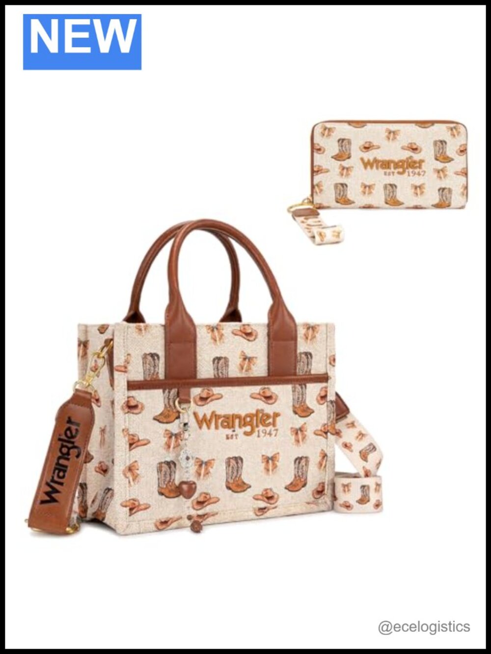 Western Tote Bag with Matching Wristlet Wallet Set, RFID Blocking, Floral Print
